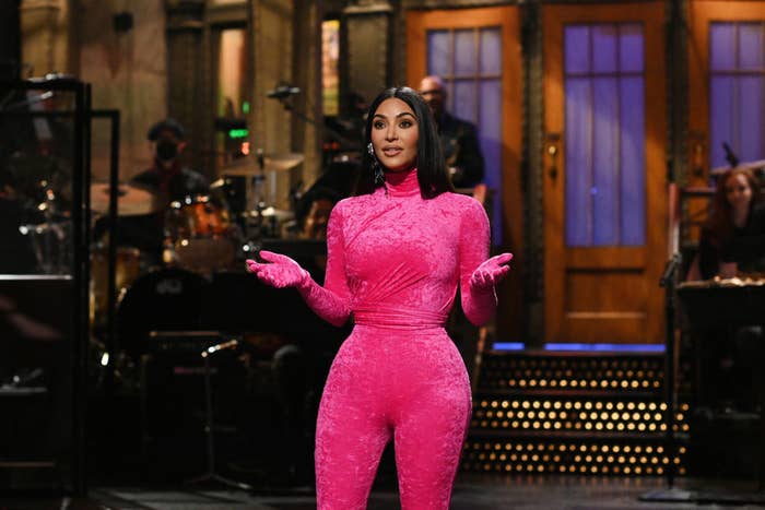 Kim delivering her SNL monologue
