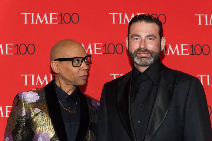 RuPaul and Georges LeBar posing at the Time 100 event