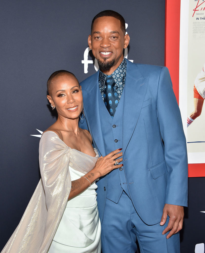 Jada Pinkett-Smith and Will Smith posing at the King Richard premiere
