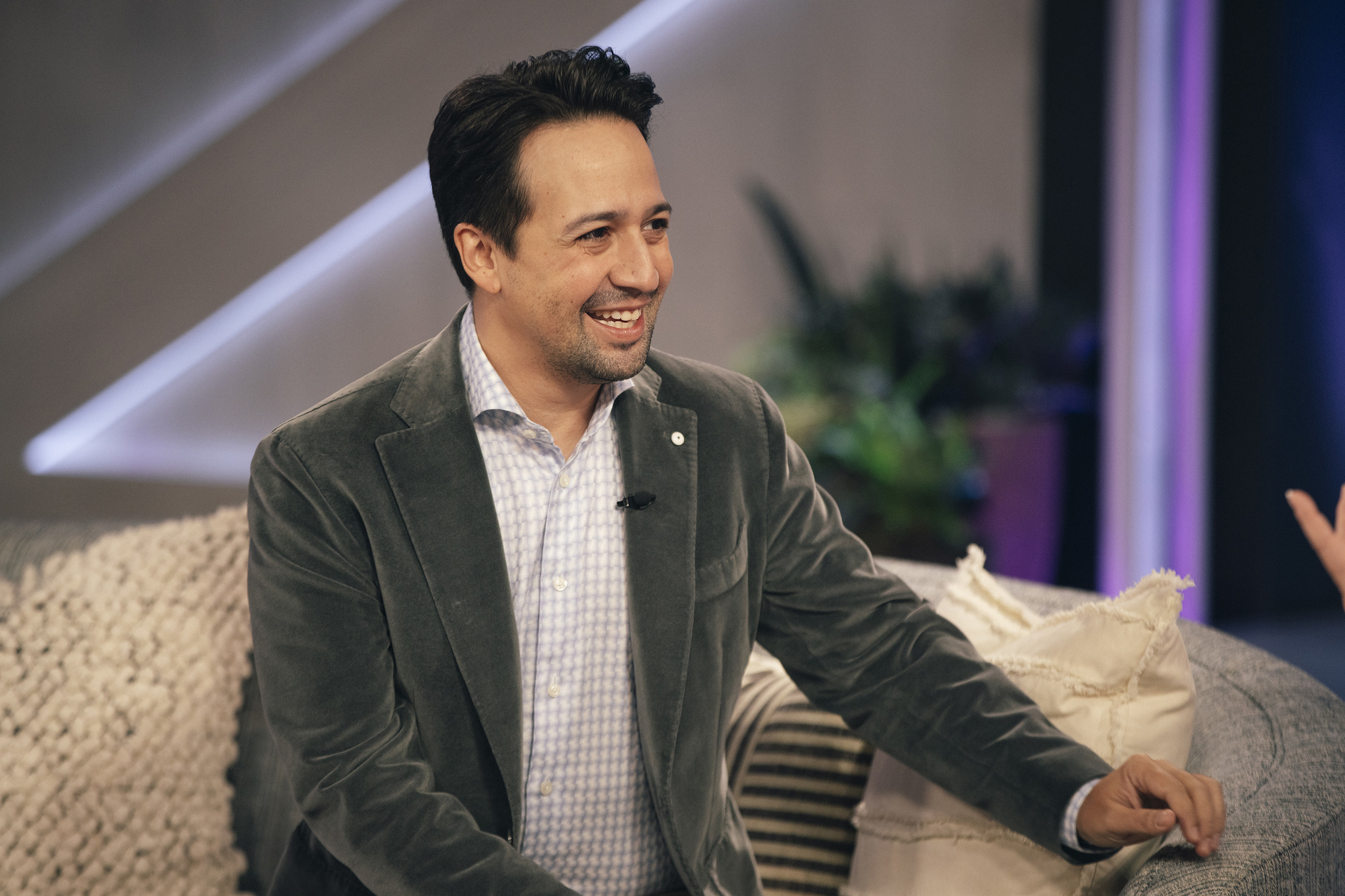 Lin-Manuel Miranda sitting as a guest on &quot;The Kelly Clarkson Show&quot;
