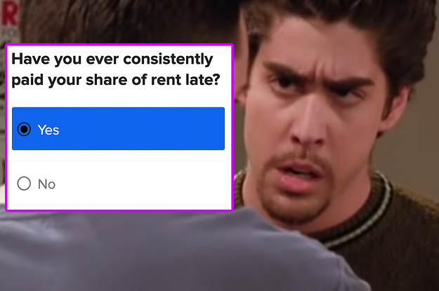 Eddie from Friends next to a question asking if you've paid your share of rent late