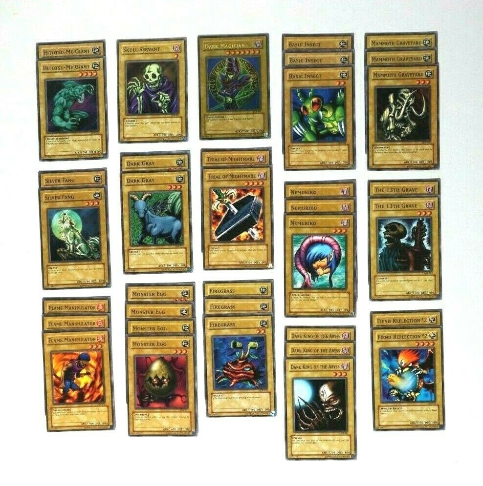 Yu-Gi-Oh! cards laid out
