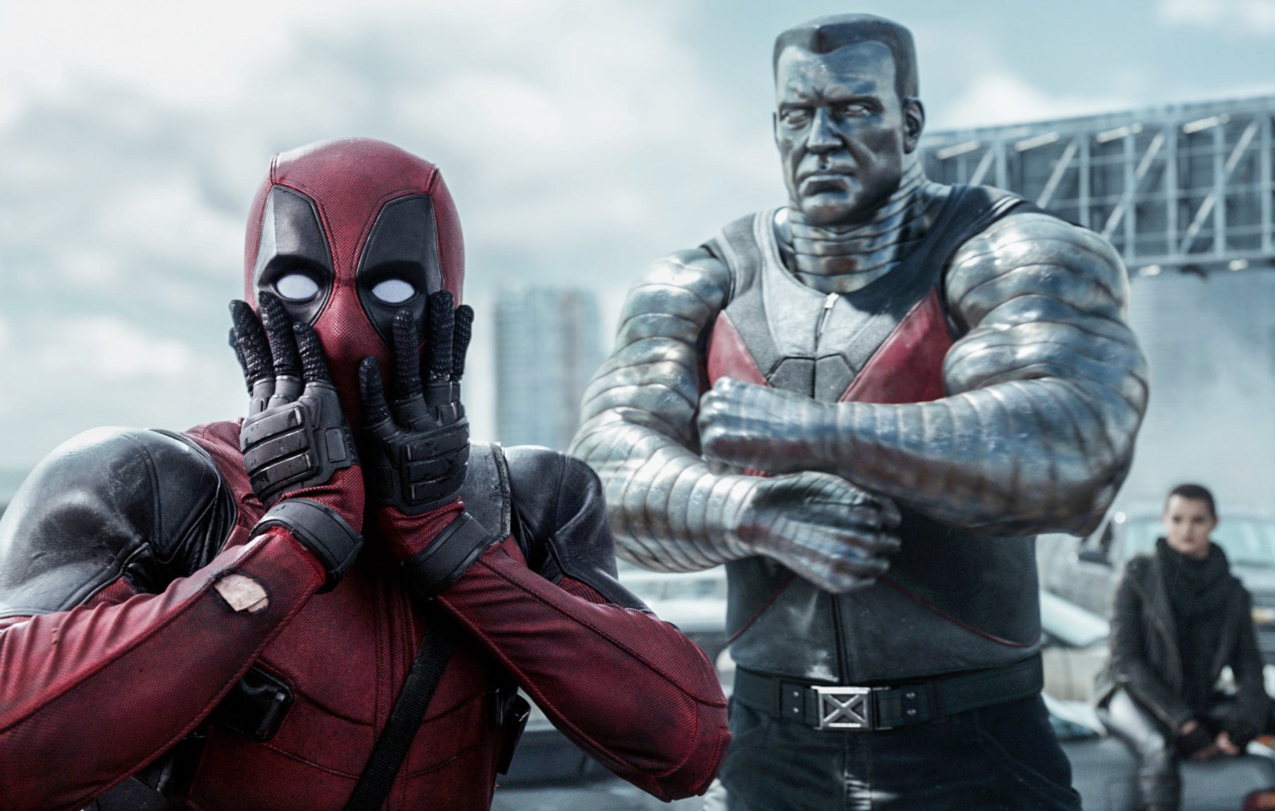 A shocked Deadpool and Colossus