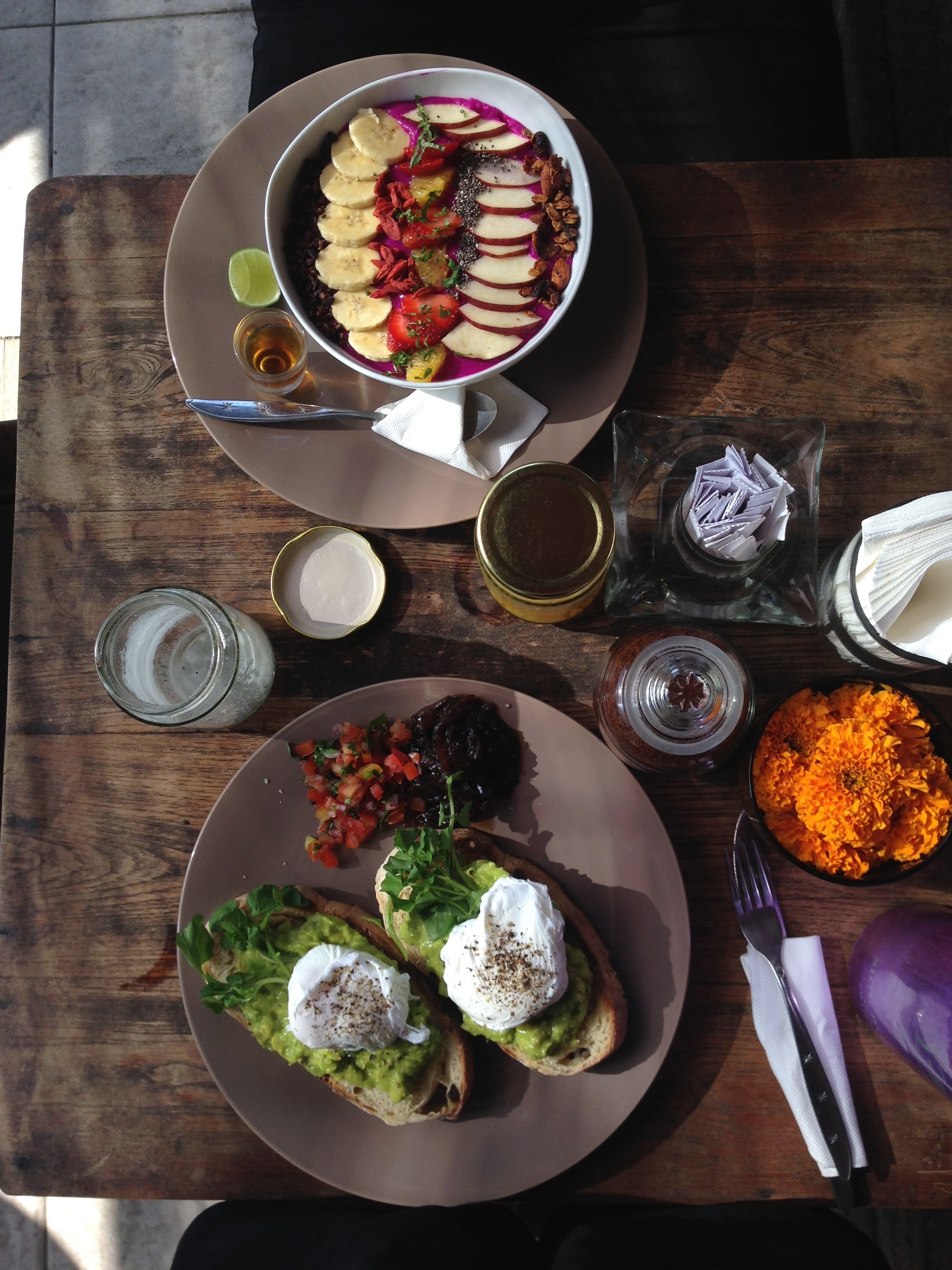 Breakfast at a cafe in Bali