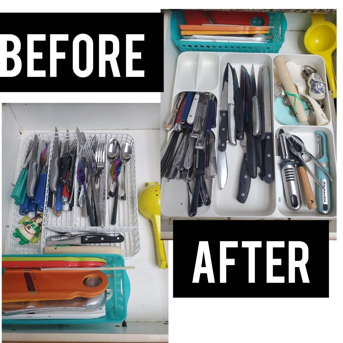 Reviewer&#x27;s drawer with utensil organizer inside