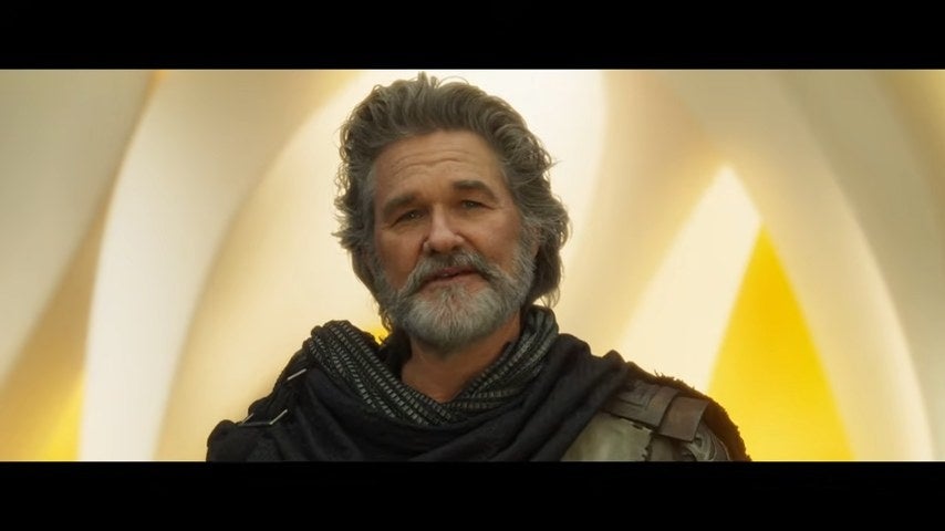 Ego in his human avatar stepping outside his spaceship in "Guardians of the Galaxy Vol. 2"