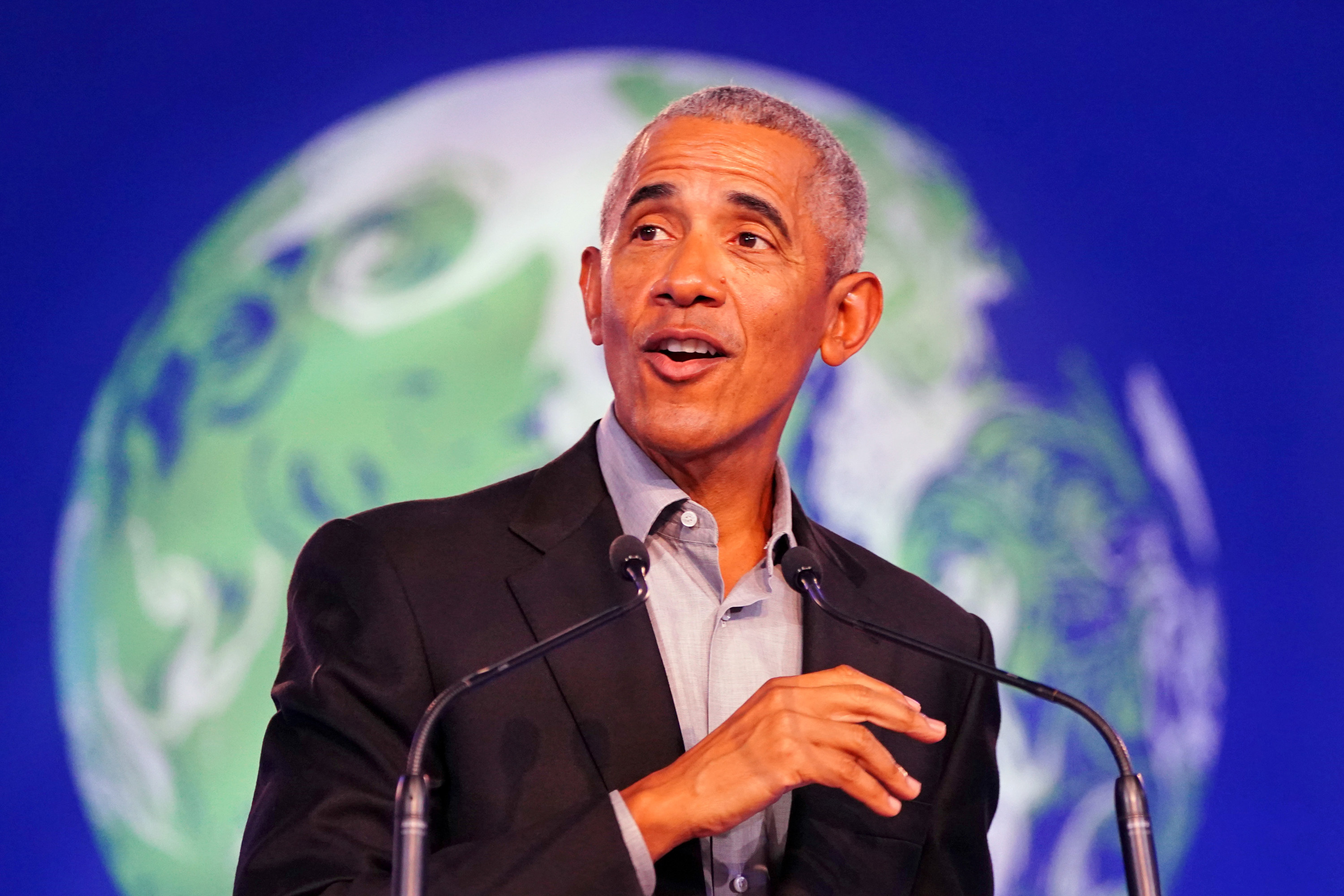 Barack Obama speaks during the Cop26 summit in November 2021