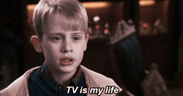 a gif from Home Alone of Kevin saying &quot;TV is my life&quot;