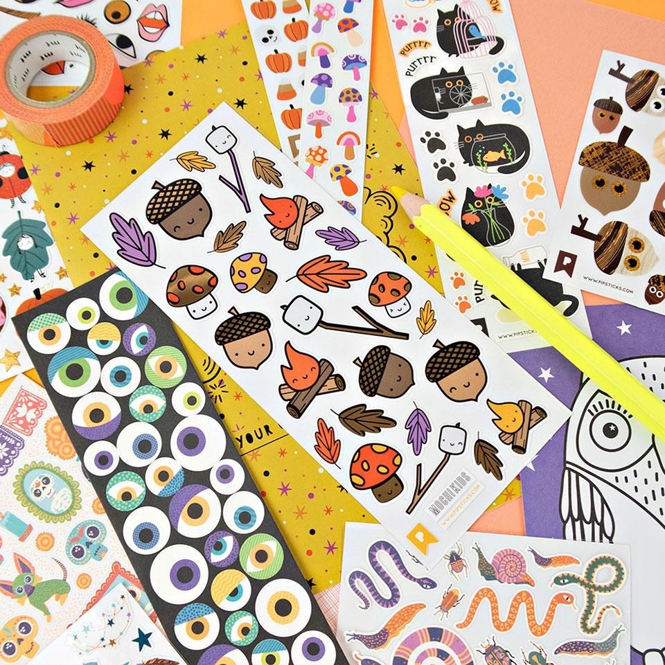 A collection of stickers form a subscription box
