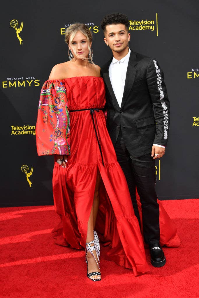 The couple pose for photos at the Creative Arts Emmys