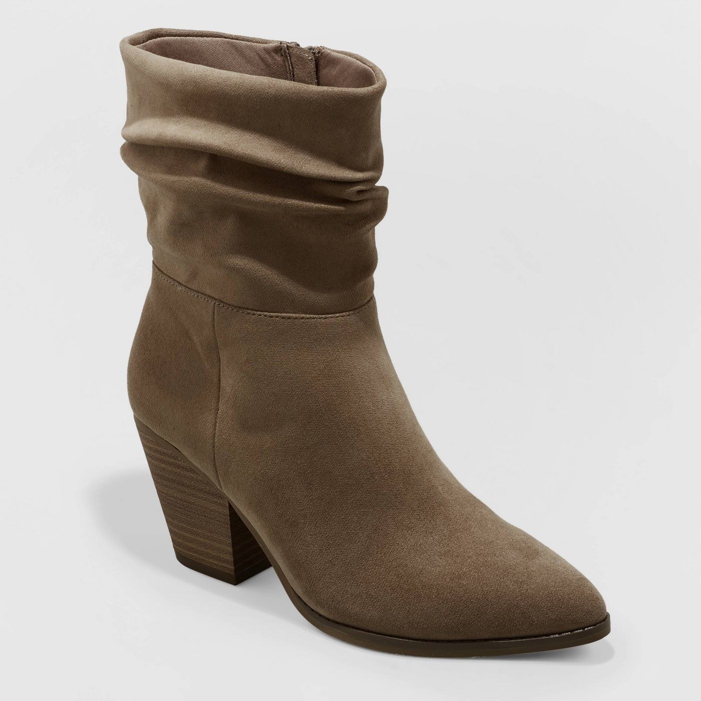 taupe colored low slouchy boot