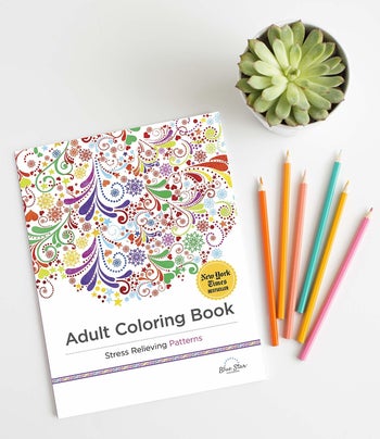 the coloring books laying closed beside colored pencils and a succulent