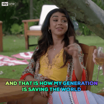 hayley dunphy saying &quot;and that is how my generation is saving the world&quot; on &quot;modern family&quot;