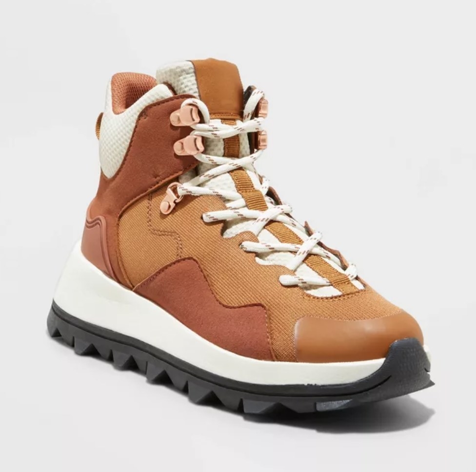 the hiking boots in brown