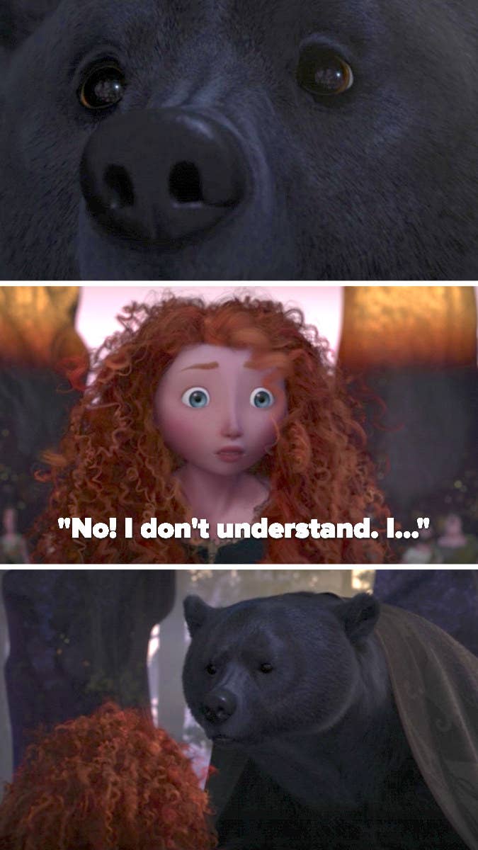 Merida says she doesn&#x27;t understand as her mom&#x27;s eyes begin to change to a bear&#x27;s