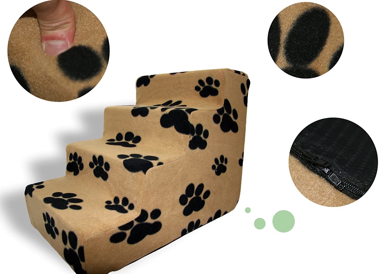 A with four steps and an all-over pawprint design