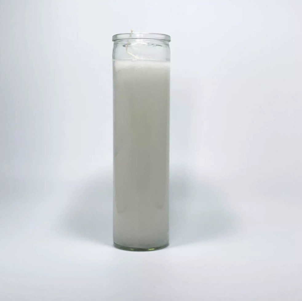 Tall white candle jar
