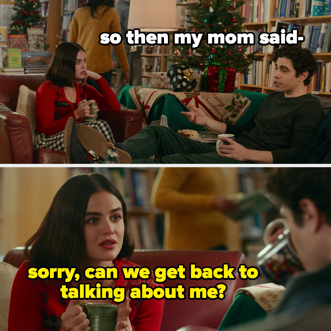meme of Lucy asking Danny to get back to talking about her