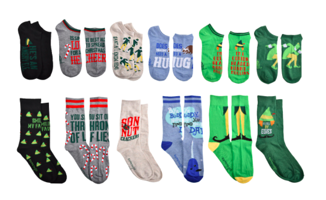 ankle and mid-calf length socks with elf patterns