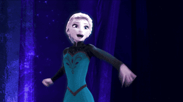 Elsa pulling her bun out into a braid