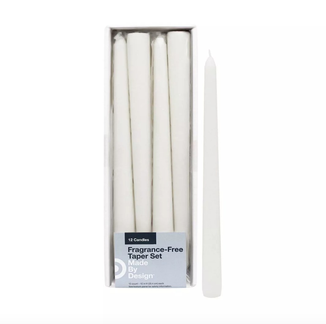 the white candles in packaging
