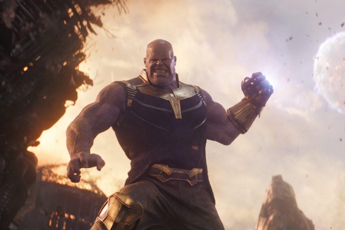 thanos uses his power stone to attack the avengers