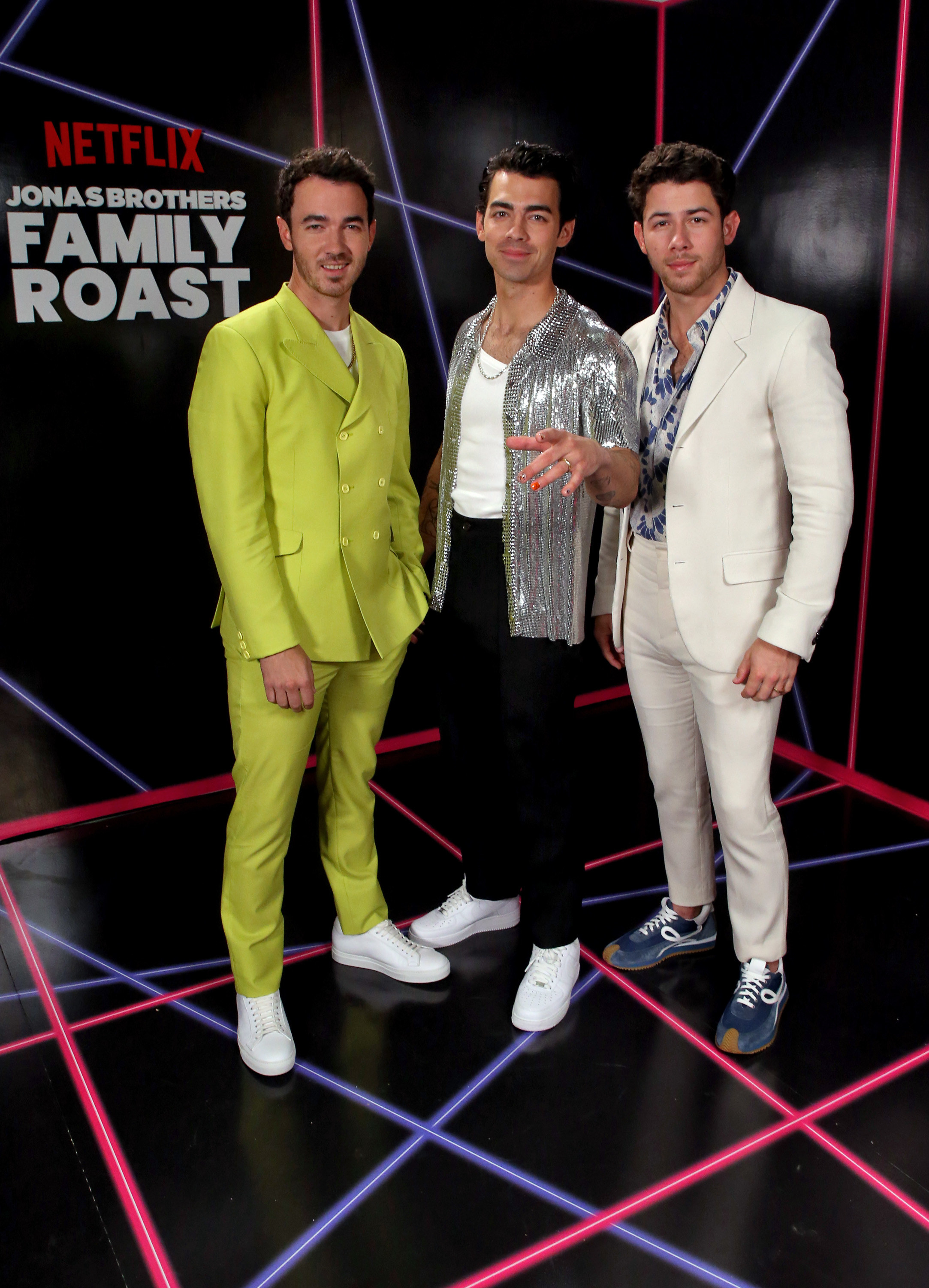 Kevin, Joe, and Nick Jonas attend the Jonas Brothers Family Roast Netflix Comedy Special Taping in November of 2021