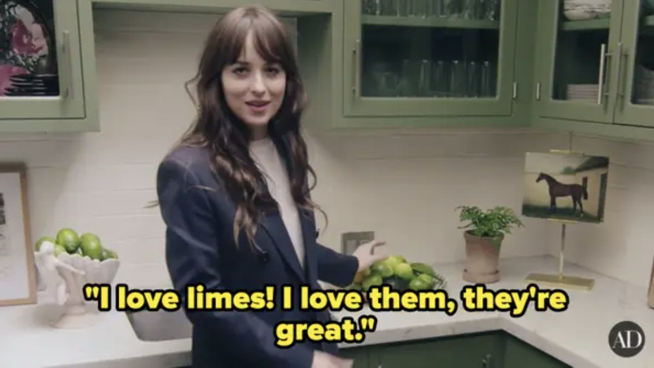 Dakota places her hand on top of the limes while expressing how much she loves them