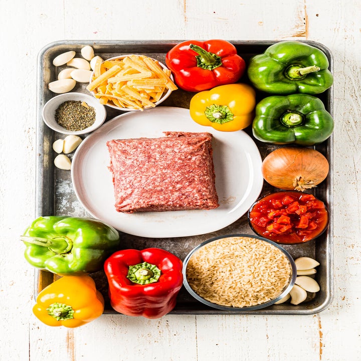 Ingredients for air fryer stuffed peppers.