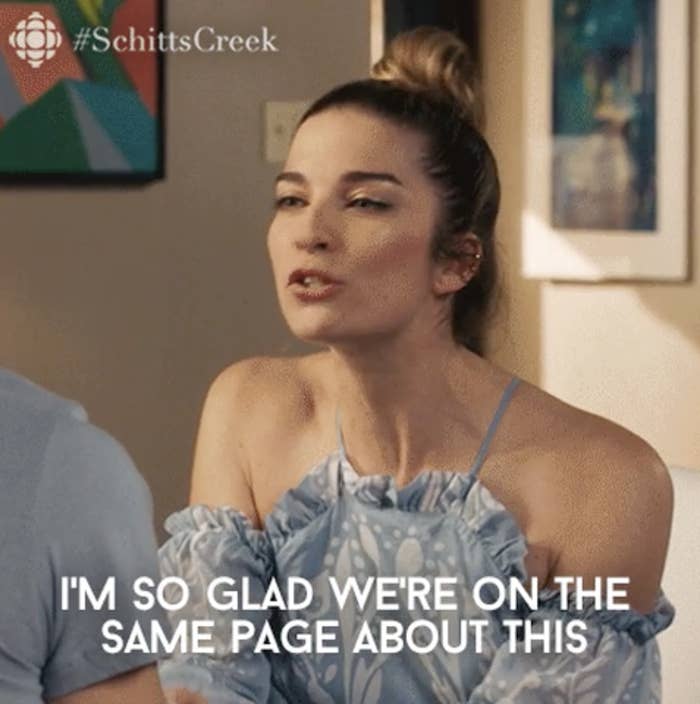 Alexis rose saying &quot;i&#x27;m so glad we&#x27;re on the same page about this&quot;