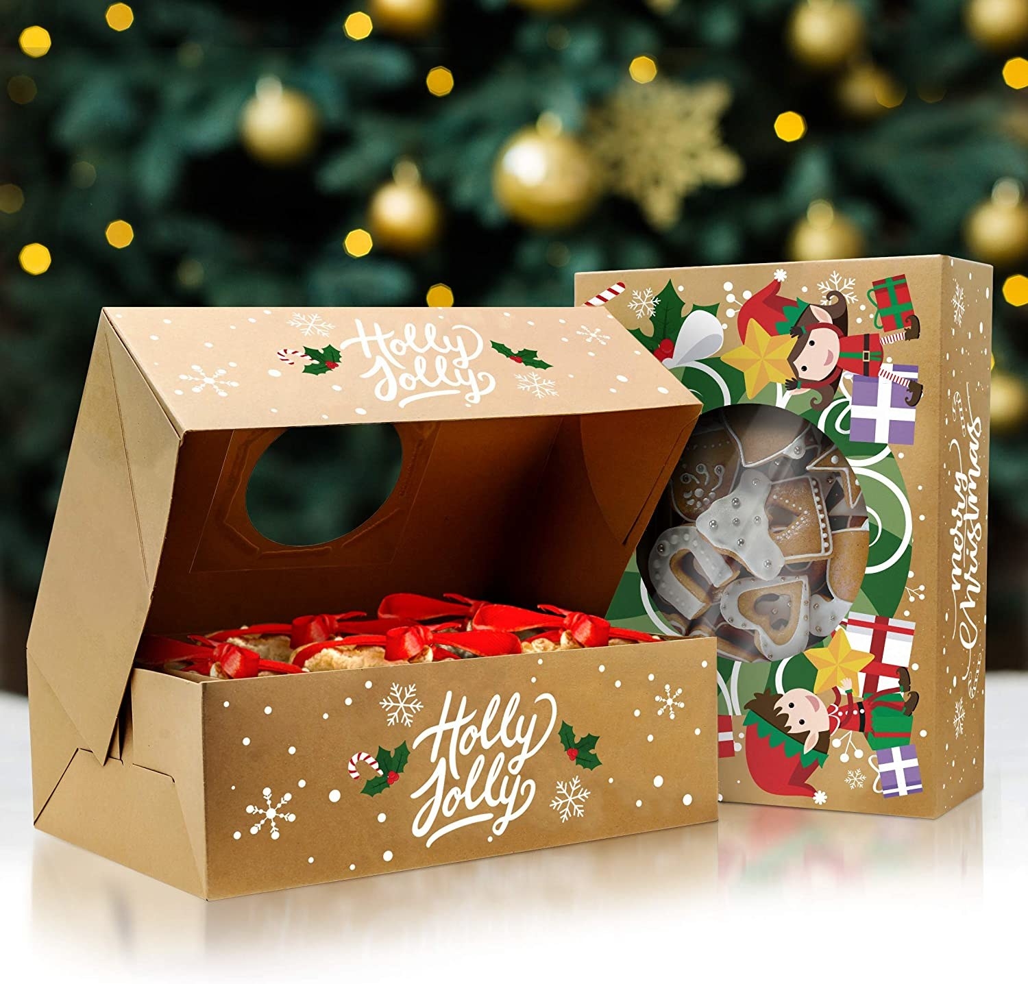 Cajas para dulces y galletas con detalles navideños