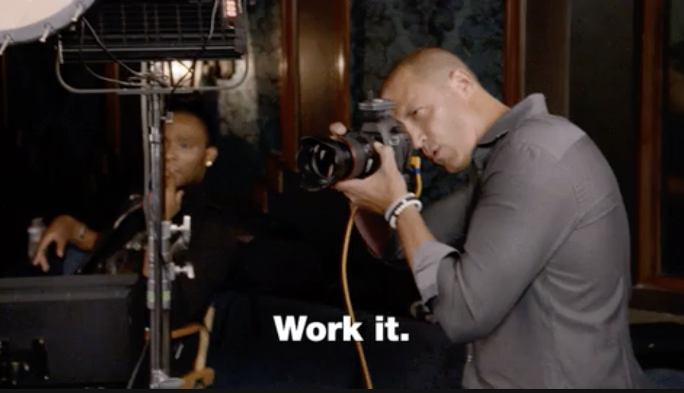 A photographer saying &quot;work it&quot;