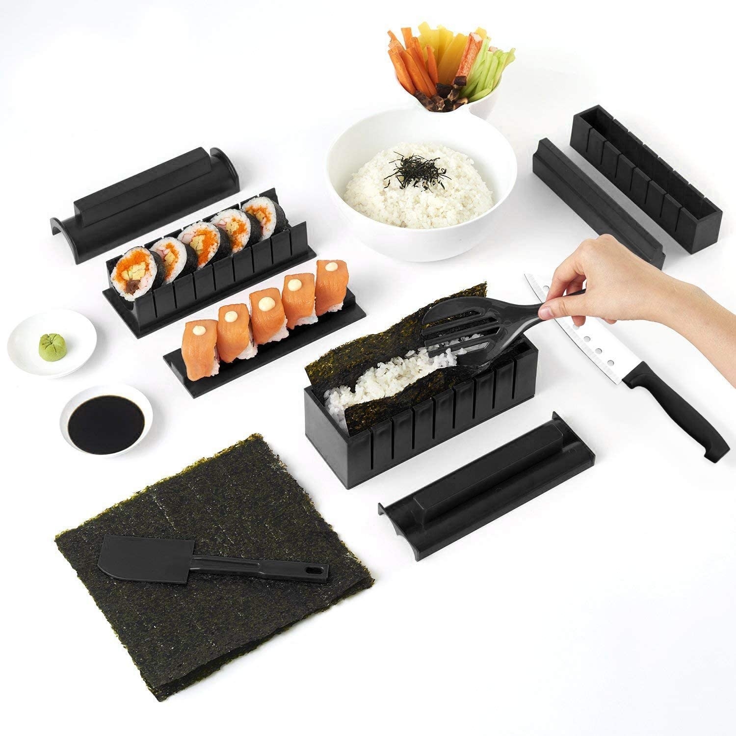 kit con 10 piezas para preparar sushi