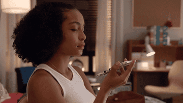 zoe from grownish scowling