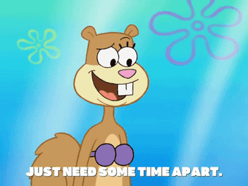 Sandy from &quot;Spongebob Squarepants&quot; saying &quot;just need some time apart&quot;