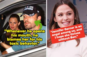 Jennifer Garner and Ben Affleck driving in the mid-2000s; Jennifer Garner in 2018