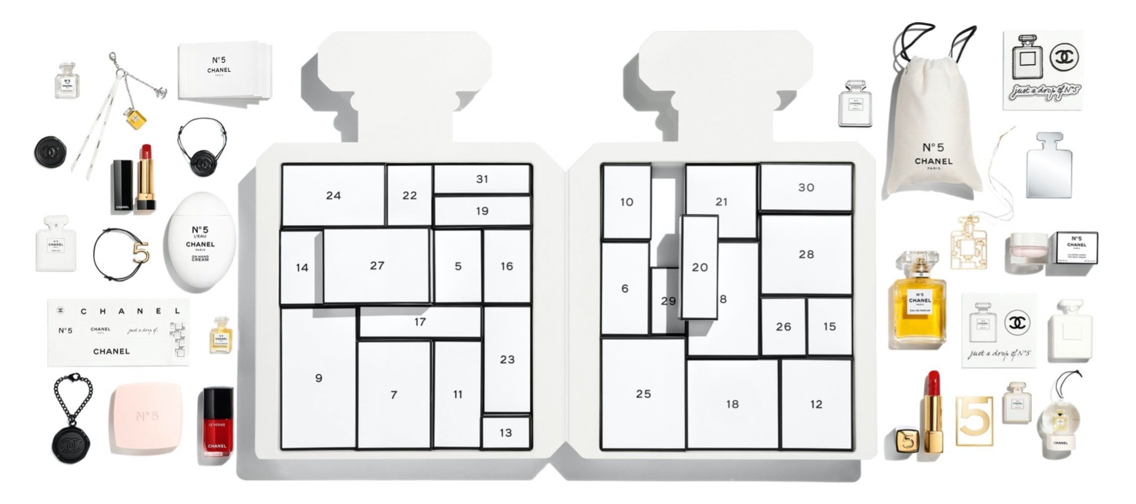 Chanel N°5 Advent Calendar  27 Boxes Numbered From 5 To 31