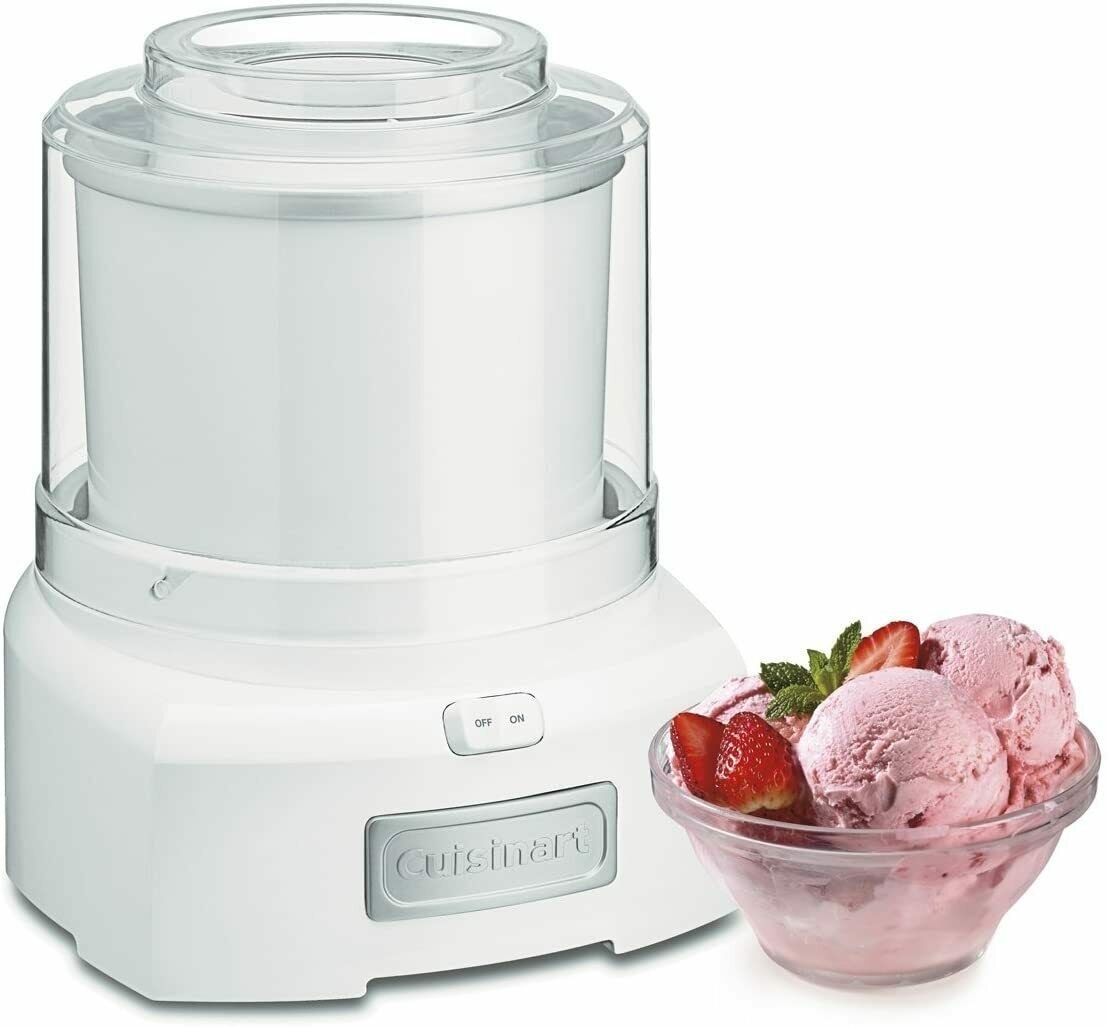 Appliance with a bow of ice-cream next to it