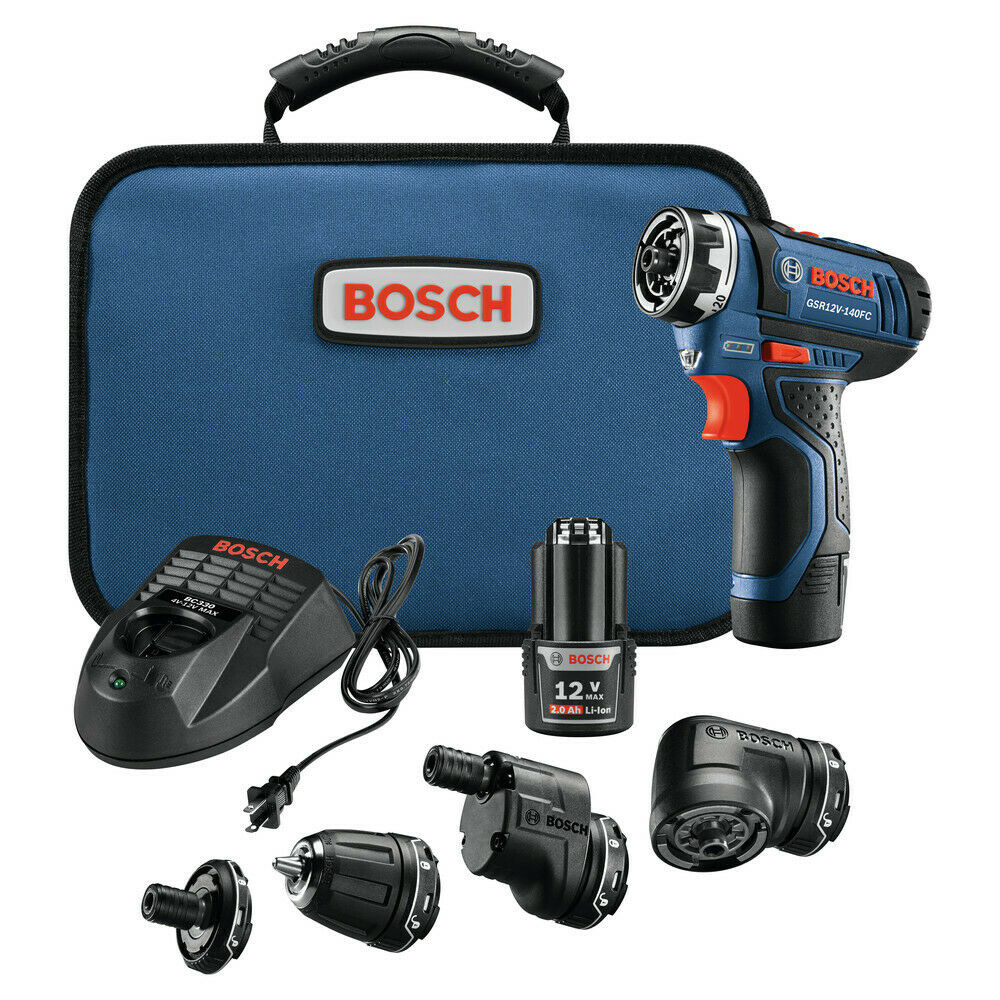 Blue Bosch 5-1 drill set with different nozzles