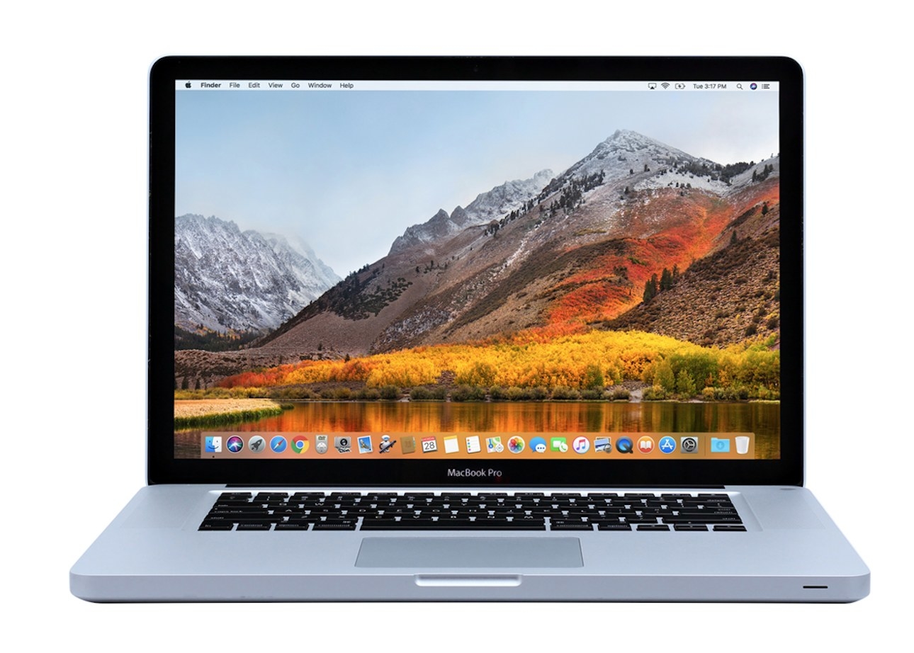 2012 MacBook Pro open with mountain screensaver