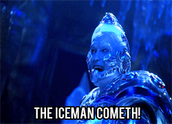 Blue man in ice costume