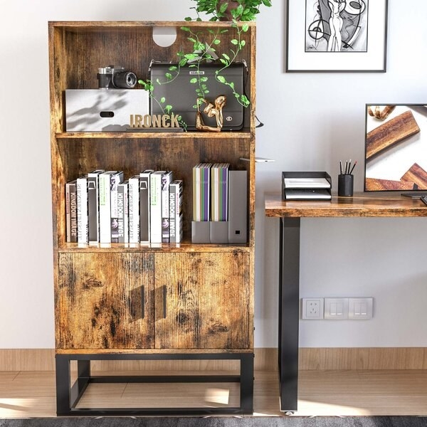 the bookcase with a bottom cabinet