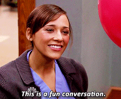 Ann from &quot;Parks and Rec&quot; saying, &quot;This is a fun conversation&quot; sarcastically.