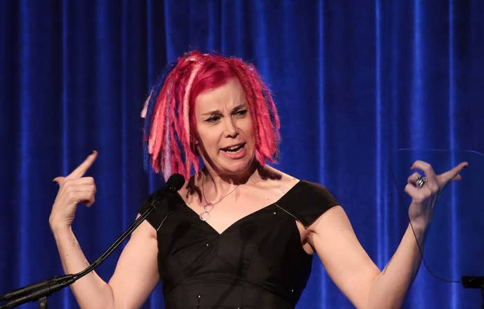 ilm director Lana Wachowski speaks about fashion designer Marc Jacobs at LGBT Center dinner