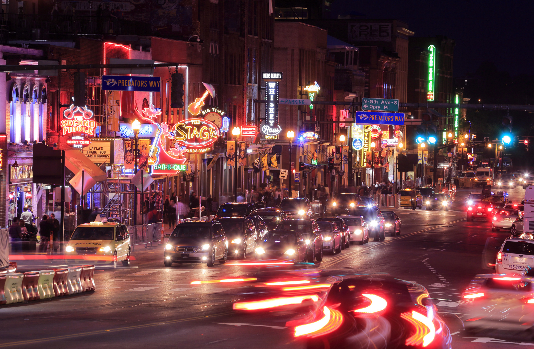 Neon signs of Broadway in Nashville