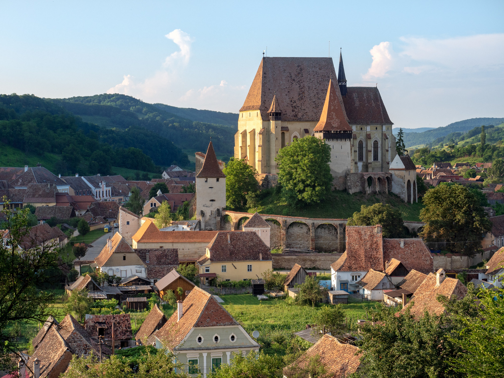 Medieval castles surrounded by greenery