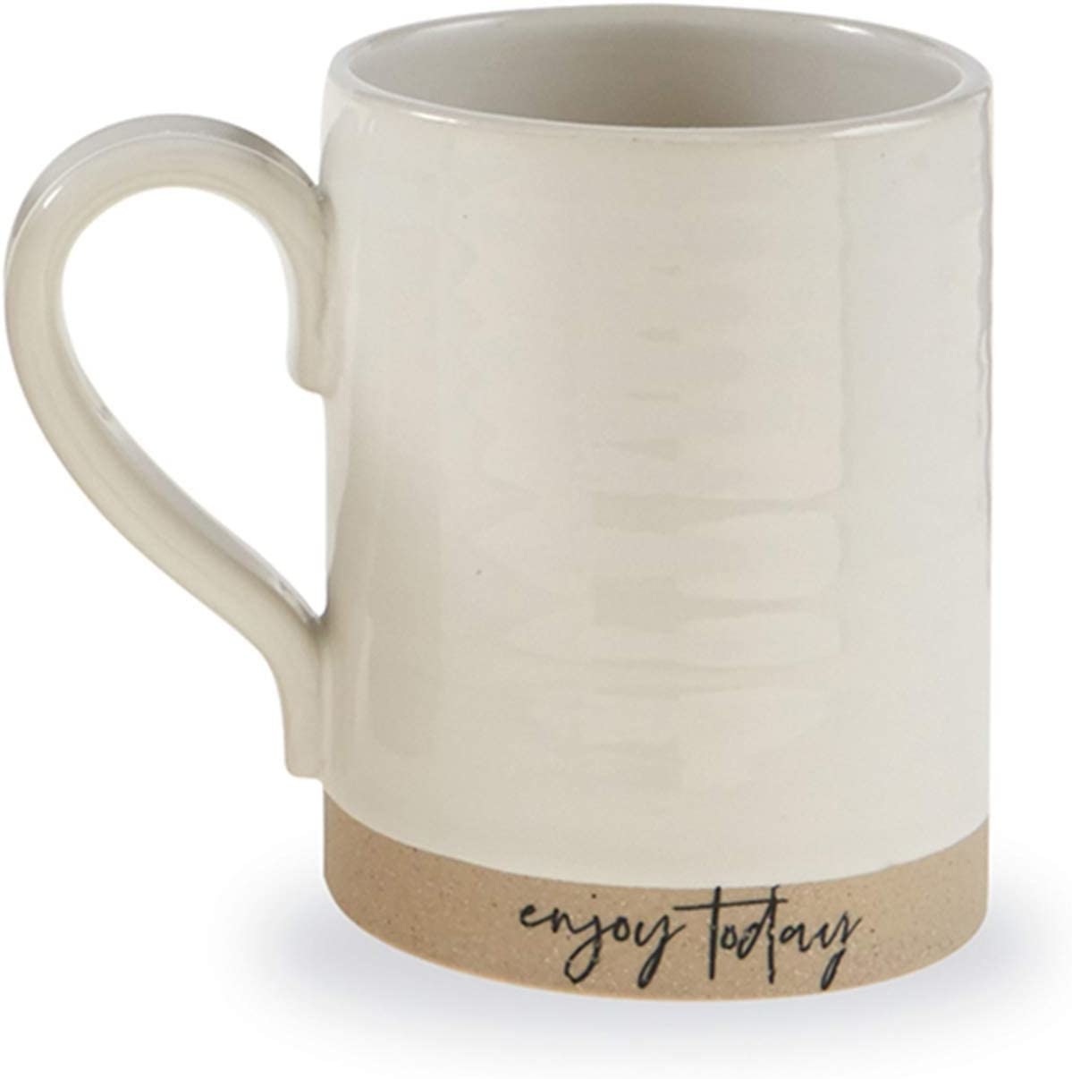 taza de cerámica con mensaje con el mensaje &quot;disfruta el presente&quot;