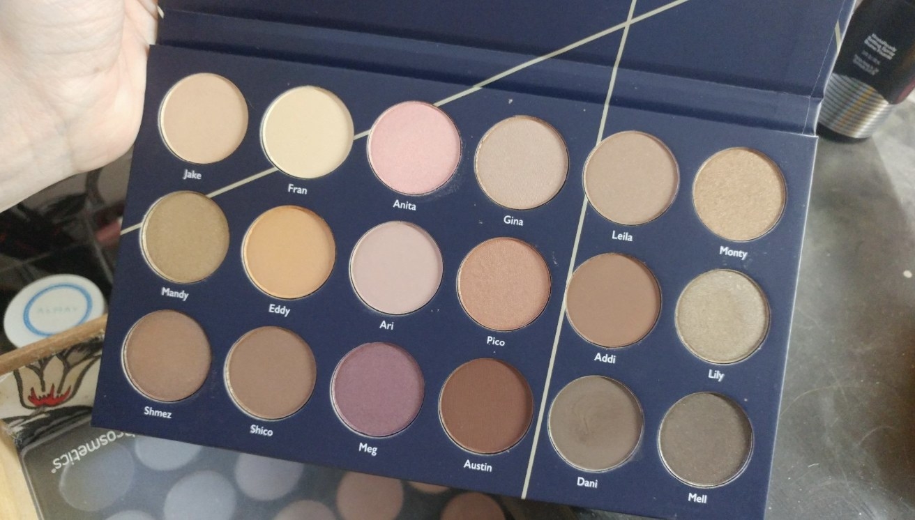 reviewer photo showing all 18 shades in the palette