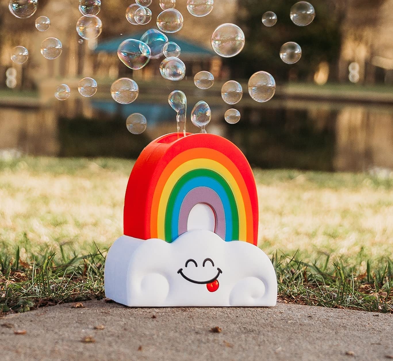 the bubble maker in the rainbow style