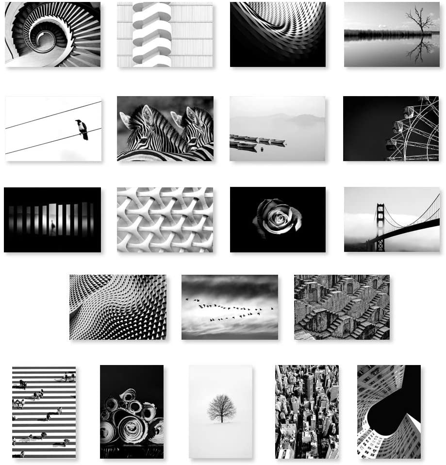 various black and white postcards